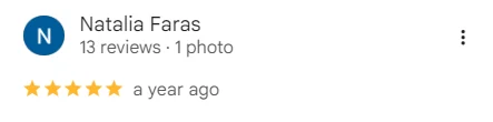 Five-star Google review of A&A Island Services by Natalia Faras: Five-star