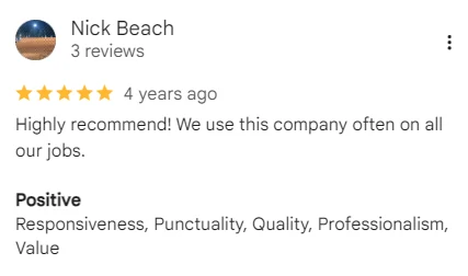 Five-star Google review of A&A Island Services by Nick Beach: Highly recommend! We use this company often on all our